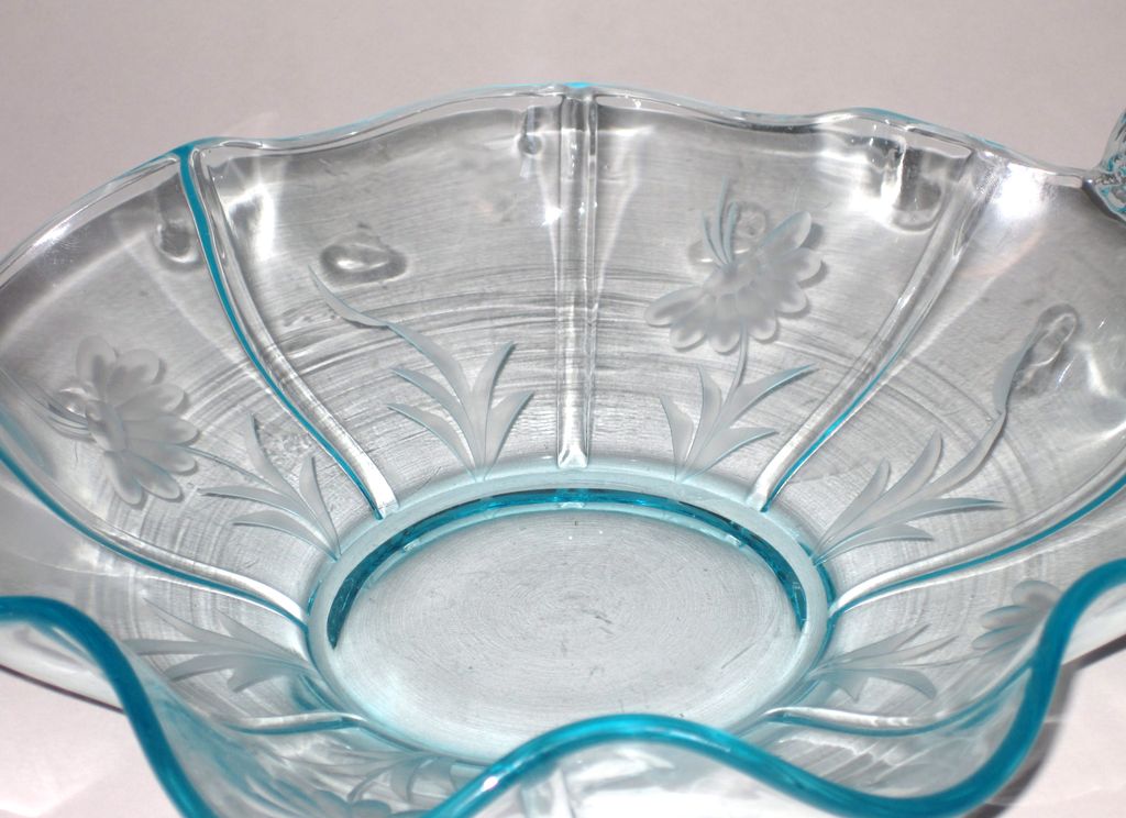 Vintage Fenton Large Aqua Dolphin Bowl Vintage Fenton Large Aqua Dolphin Bowl