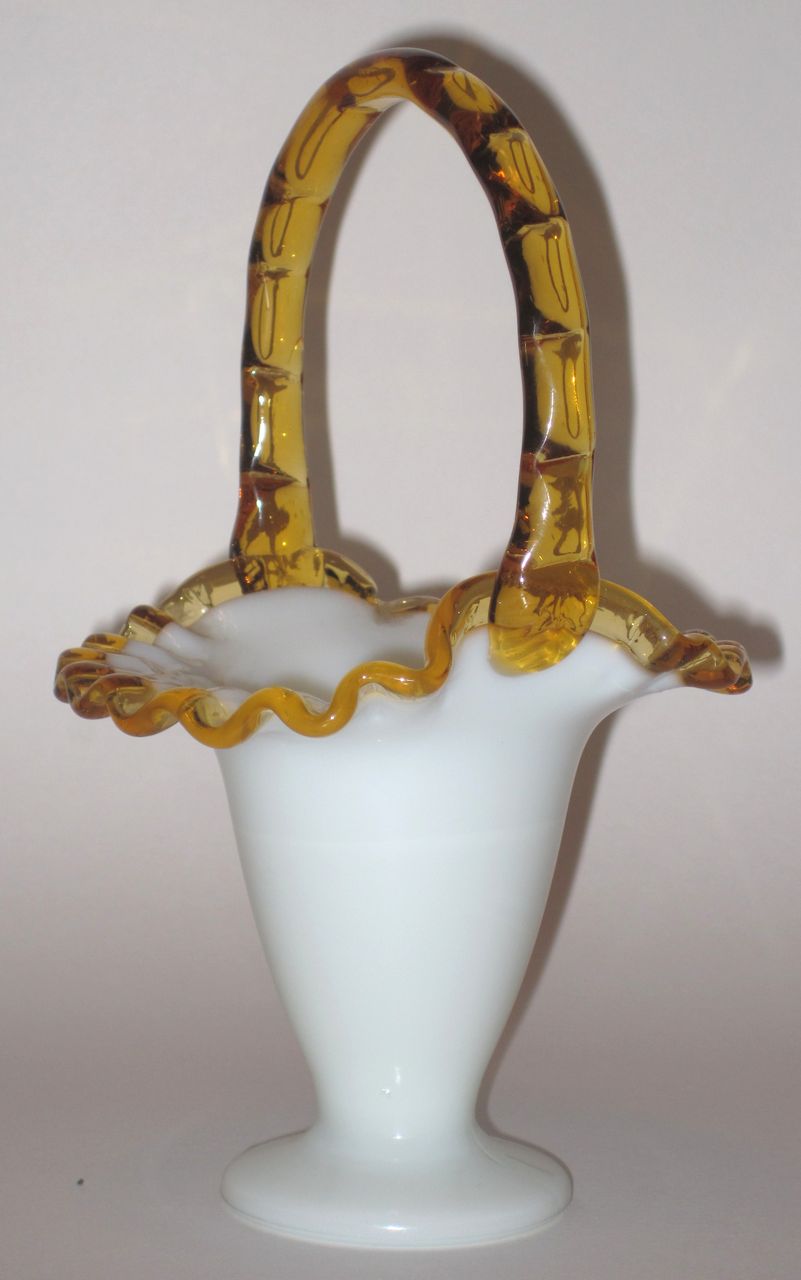 Vintage Fenton Gold Crest Basket Vintage Fenton Gold Crest Basket