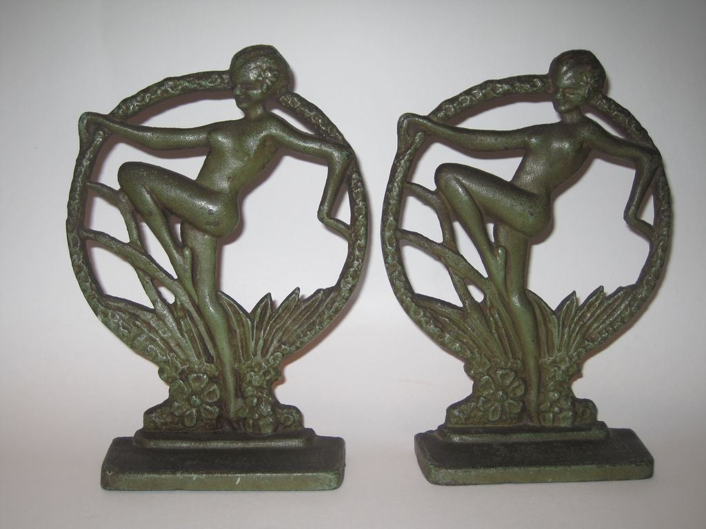 1920s Art Deco Dancing Nude Lady Cast Iron Bookends 1920s Art Deco Dancing Nude Lady Cast Iron Bookends