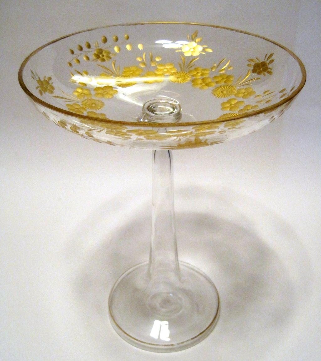 Vintage Moser Compote With Gold Vintage Moser Compote With Gold
