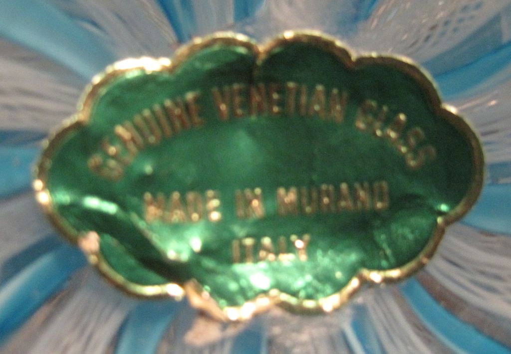 Vintage Murano Art Glass Basket Vase Original Label Vintage Murano Art Glass Basket Vase Original Label