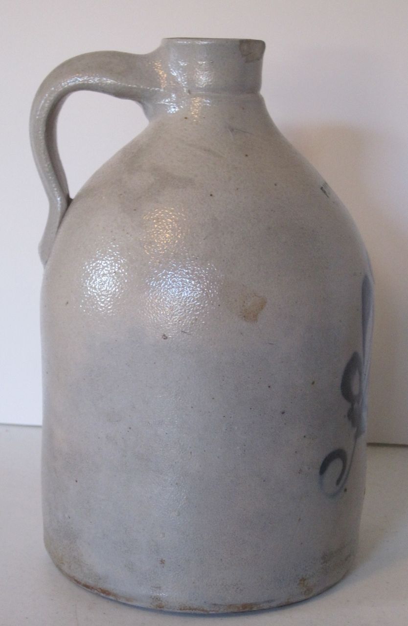 Antique Cobalt Blue Decorated Stoneware Jug Antique Cobalt Blue Decorated Stoneware Jug