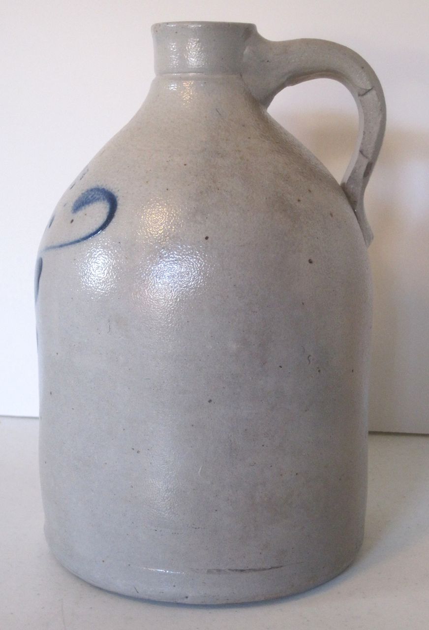 Antique Cobalt Blue Decorated Stoneware Jug Antique Cobalt Blue Decorated Stoneware Jug