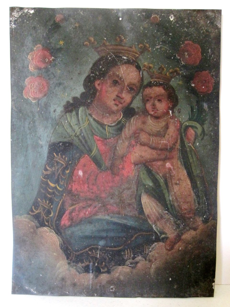 Antique Painting Mexican Retablo Mother And Child Antique Painting Mexican Retablo Mother And Child