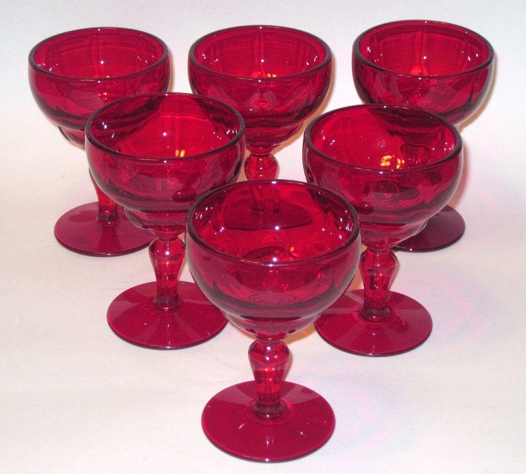 Six Moondrops Ruby Red Goblets New Martensville Six Moondrops Ruby Red Goblets New Martensville