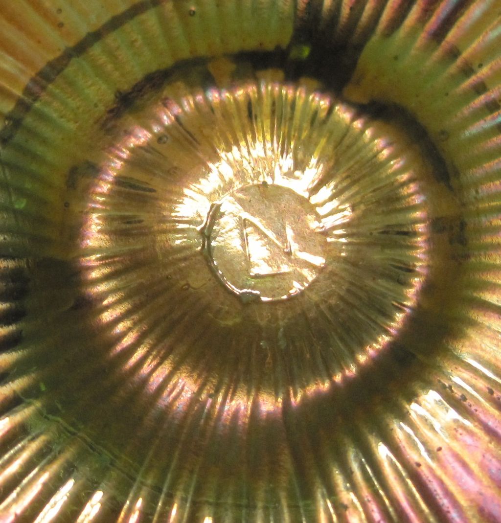 Northwood Leaf And Beads Carnival Glass Green Rose Bowl Northwood Leaf And Beads Carnival Glass Green Rose Bowl