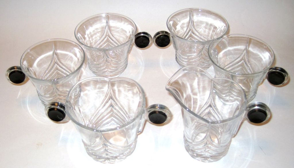 Heisey Stanhope Sugar Creamer And Four Cups Heisey Stanhope Sugar Creamer And Four Cups
