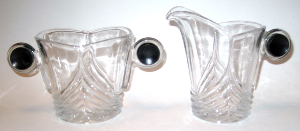 Heisey Stanhope Sugar Creamer And Four Cups Heisey Stanhope Sugar Creamer And Four Cups