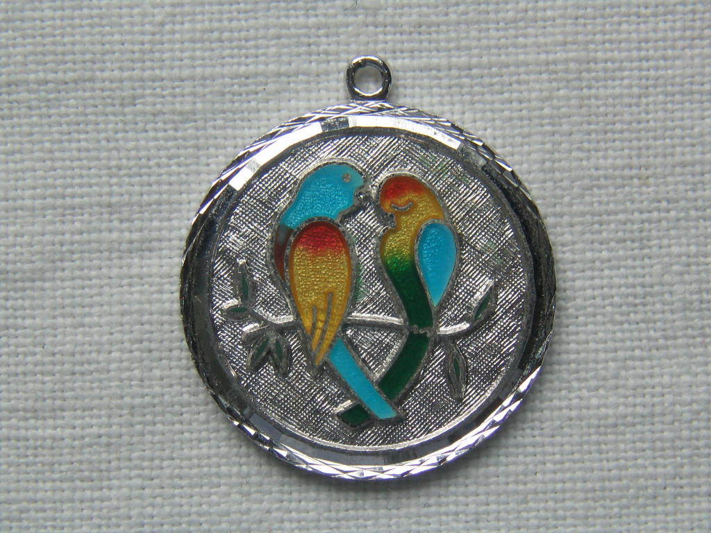 Vintage Sterling Enamel `Love Birds' Charm/Pendant Vintage Sterling Enamel `Love Birds' Charm/Pendant