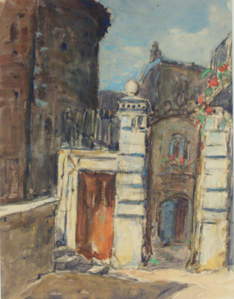 1890 J. Barbier French Pastel & Watercolor 1890 J. Barbier French Pastel & Watercolor