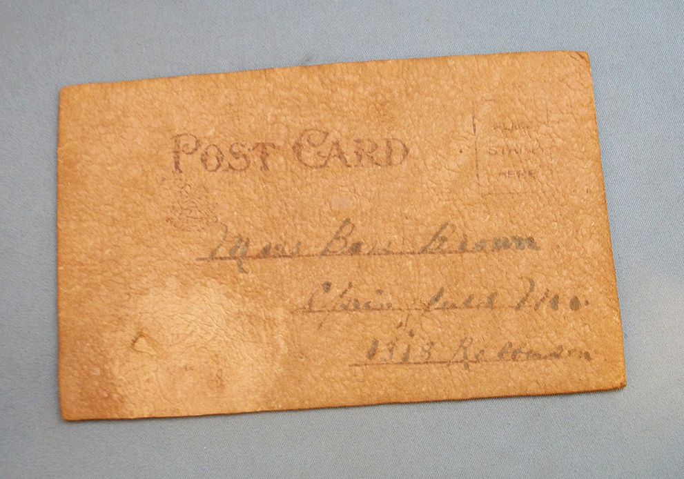 1907 Art Nouveau Leather Postcard 1907 Art Nouveau Leather Postcard