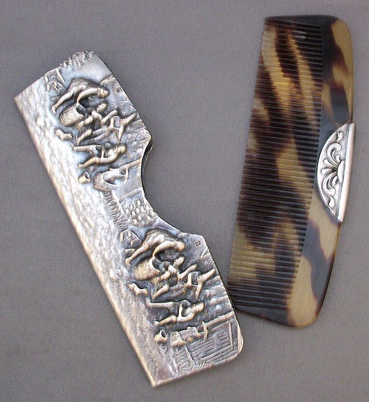 Sterling Silver Mirror & Tortoise Shell Comb in Case Sterling Silver Mirror & Tortoise Shell Comb in Case