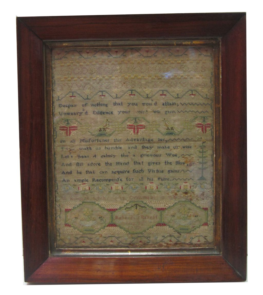 1777 Sampler by Rebecca Barret 1777 Sampler by Rebecca Barret
