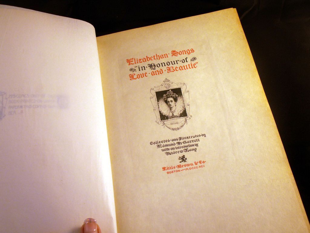 Rare 1891 Elizabethan Songs in Honour of Love and Beautie Rare 1891 Elizabethan Songs in Honour of Love and Beautie