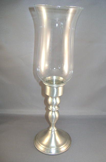 Two Web Pewter Candle-sticks with Glass Shades Two Web Pewter Candle-sticks with Glass Shades