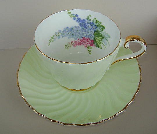 VINTAGE Aynsley English Bone China Cup and Saucer Delphinium Flowers VINTAGE Aynsley English Bone China Cup and Saucer Delphinium Flowers