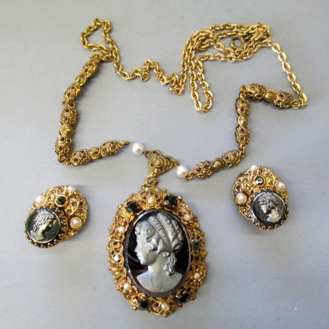 vintage necklace germany jewelry cameo west earrings rubylane