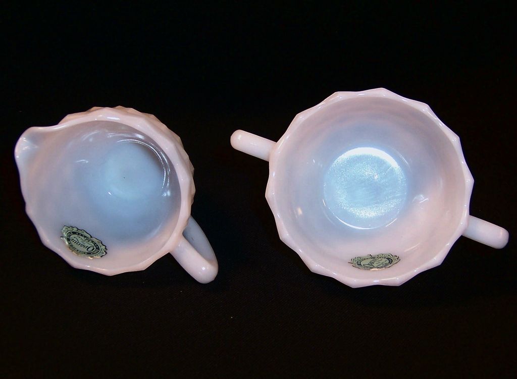 Hazel Atlas Cubist Opaque Creamer & Sugar Hazel Atlas Cubist Opaque Creamer & Sugar