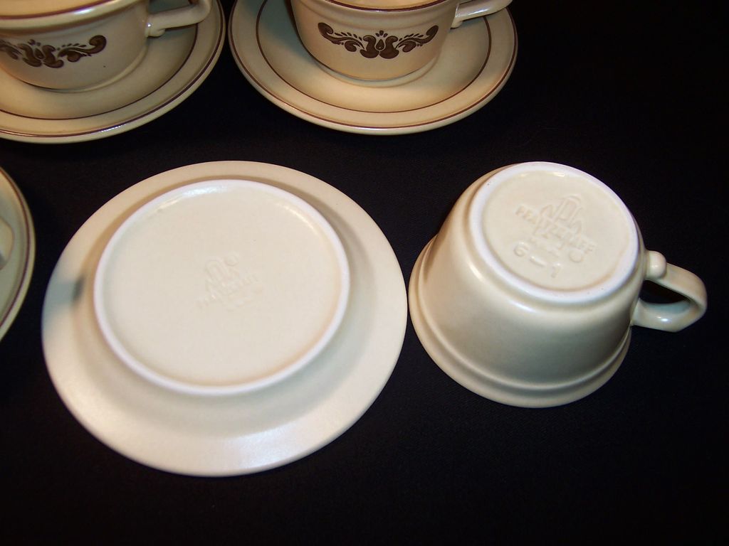 (6) Set of Six: Pfaltzgraff Village Pattern Cups & Saucers (6) Set of Six: Pfaltzgraff Village Pattern Cups & Saucers