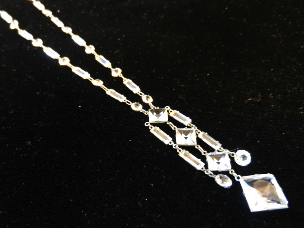 Vintage Deco Open Back Crystal Necklace Vintage Deco Open Back Crystal Necklace