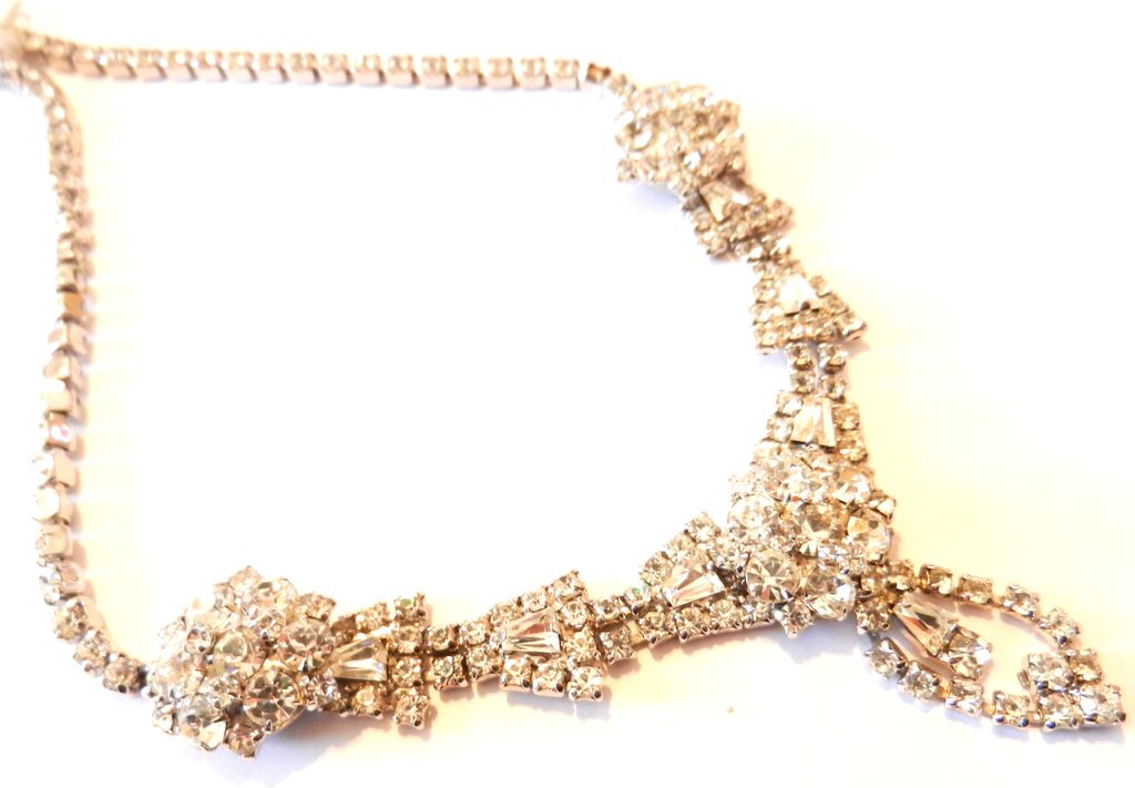 Vintage 1960's Crystals Rhinestone Necklace Wedding Bride Jewelry Vintage 1960's Crystals Rhinestone Necklace Wedding Bride Jewelry