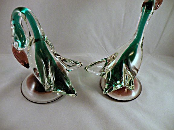 AVeM Murano Sommerso Duck Bird Pair with Labels AVeM Murano Sommerso Duck Bird Pair with Labels