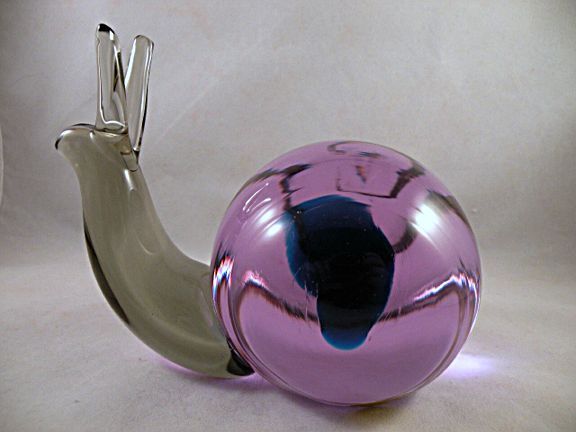 Livio Seguso Murano Glass Snail 6 inches long with Label Livio Seguso Murano Glass Snail 6 inches long with Label
