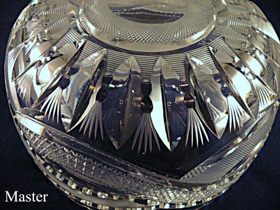 Cut Glass Berry Bowl Set with Mixed Motifs and Thick Crystal Walls Cut Glass Berry Bowl Set with Mixed Motifs and Thick Crystal Walls