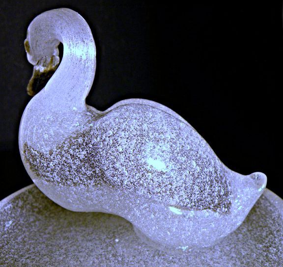 Zecchin-Martinuzzi Murano Pulegoso Duck Bird Dish 1930s Zecchin-Martinuzzi Murano Pulegoso Duck Bird Dish 1930s