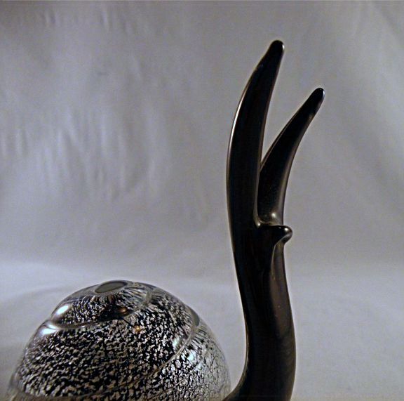 Formia Murano Black Glass Snail with Silver Formia Murano Black Glass Snail with Silver