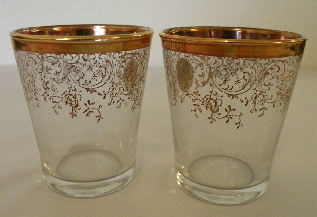Italian Glass Demitasse Set with Goldtone Holders and Labels Italian Glass Demitasse Set with Goldtone Holders and Labels