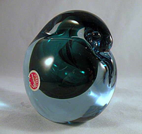 Murano Glass Pigeon Bird Teal Sommerso Paperweight with Sticker Murano Glass Pigeon Bird Teal Sommerso Paperweight with Sticker