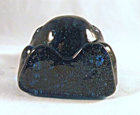 Blue Viking Flat Backed Glass Pig with Overalls and Bow Tie Blue Viking Flat Backed Glass Pig with Overalls and Bow Tie