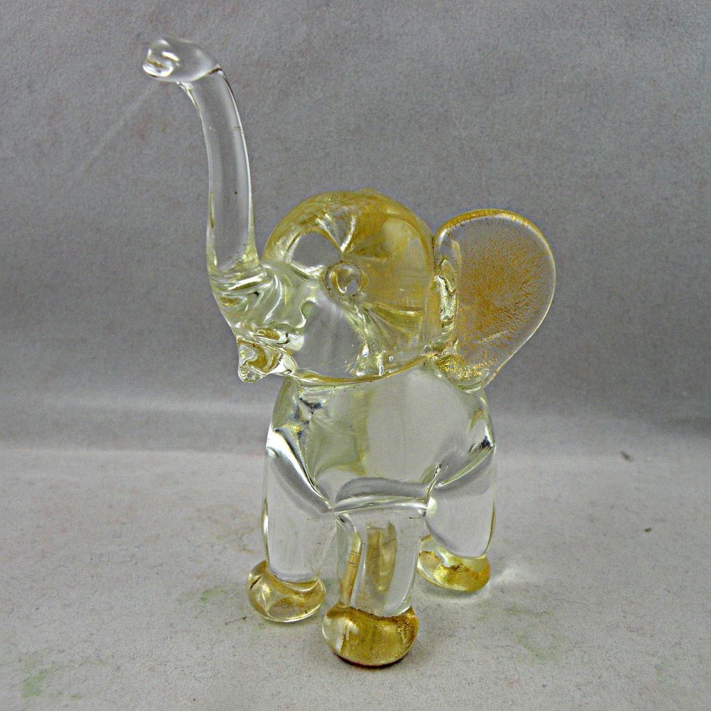 Archimede Seguso Murano Elephant Standing with Label Archimede Seguso Murano Elephant Standing with Label