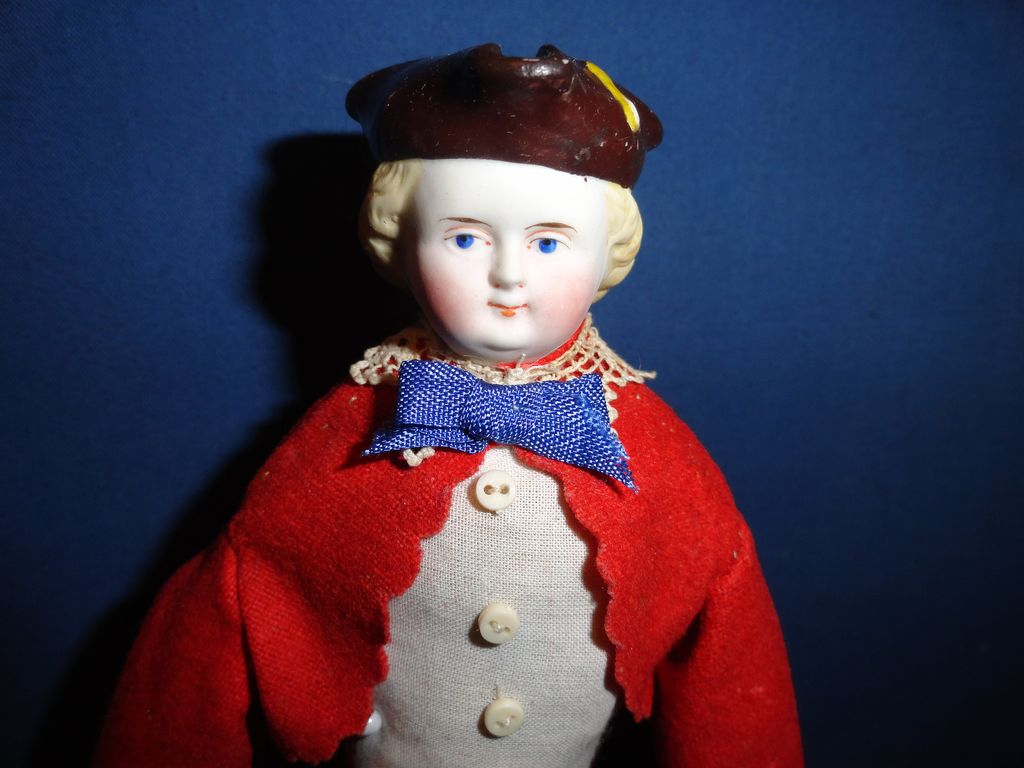 Rarer Male Bisque Doll with Tri corned hat Rarer Male Bisque Doll with Tri corned hat