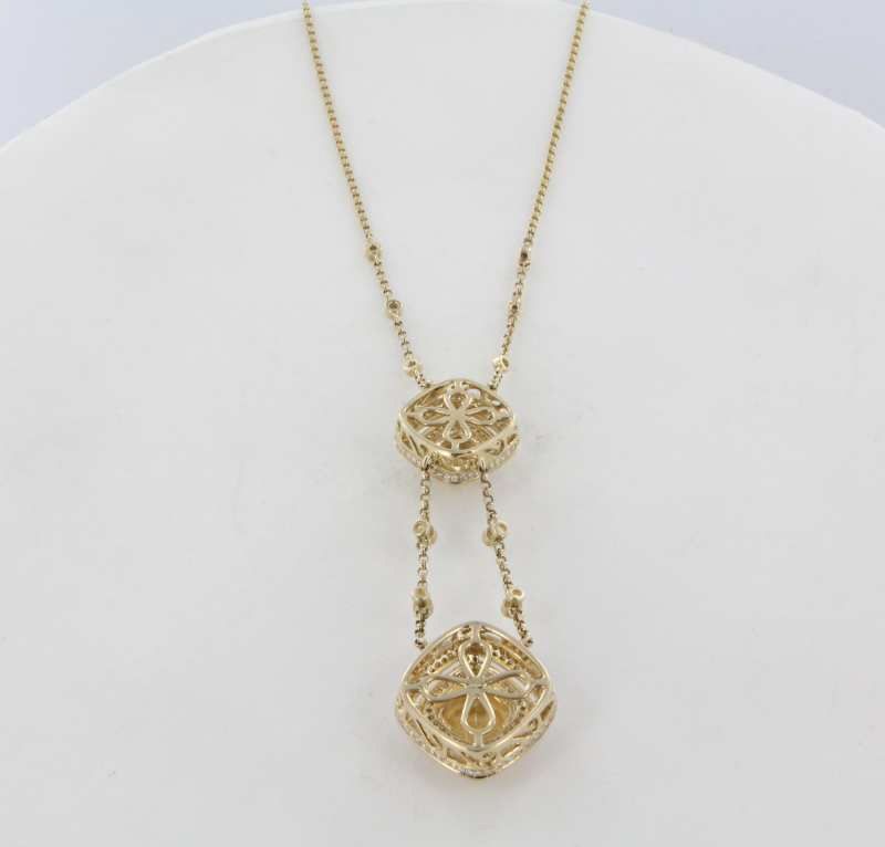 Estate Designer Natalie K Diamond Citrine 14 Karat Yellow Gold Cocktail Pendant Necklace Jewelry Estate Designer Natalie K Diamond Citrine 14 Karat Yellow Gold Cocktail Pendant Necklace Jewelry