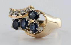 Vintage Estate Diamond Sapphire 14k Gold Cocktail Ring Fine Old Heirloom Pre Owned Used Jewelry Vintage Estate Diamond Sapphire 14k Gold Cocktail Ring Fine Old Heirloom Pre Owned Used Jewelry