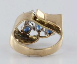 Vintage Estate Diamond Sapphire 14k Gold Cocktail Ring Fine Old Heirloom Pre Owned Used Jewelry Vintage Estate Diamond Sapphire 14k Gold Cocktail Ring Fine Old Heirloom Pre Owned Used Jewelry