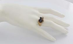 Vintage Estate Diamond Sapphire 14k Gold Cocktail Ring Fine Old Heirloom Pre Owned Used Jewelry Vintage Estate Diamond Sapphire 14k Gold Cocktail Ring Fine Old Heirloom Pre Owned Used Jewelry