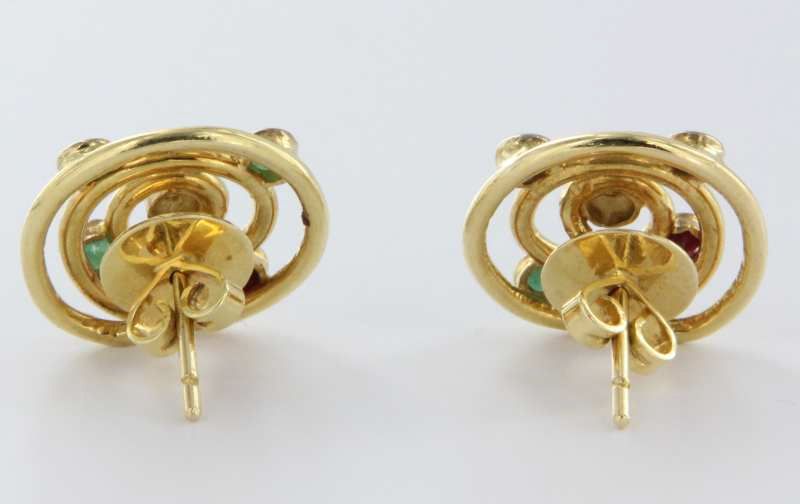 Vintage Estate Diamond Emerald Ruby Sapphire 14k Gold Stud Earrings Fine Old Heirloom Pre Owned Used Jewelry Vintage Estate Diamond Emerald Ruby Sapphire 14k Gold Stud Earrings Fine Old Heirloom Pre Owned Used Jewelry