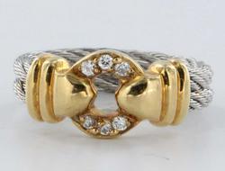 Estate Designer Charriol Diamond 18k Gold Sterling Silver Ring Band Fine Heirloom Pre Owned Used Jewelry Estate Designer Charriol Diamond 18k Gold Sterling Silver Ring Band Fine Heirloom Pre Owned Used Jewelry