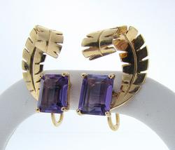 Fine Vintage Estate Amethyst Earrings Gold Heirloom Jewelry Fine Vintage Estate Amethyst Earrings Gold Heirloom Jewelry