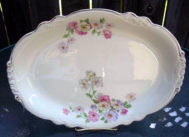 Homer Laughlin Virginia Rose " Fluffy" Vintage 1956 Large 13" Platter Homer Laughlin Virginia Rose " Fluffy" Vintage 1956 Large 13" Platter