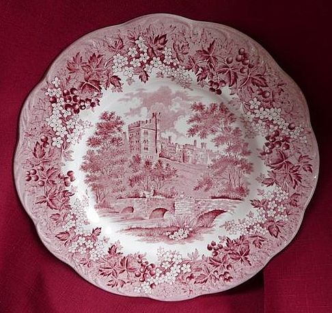 J & G Meakin Staffordshire England Red~Pink Romantic England 10" Dinner Plate J & G Meakin Staffordshire England Red~Pink Romantic England 10" Dinner Plate