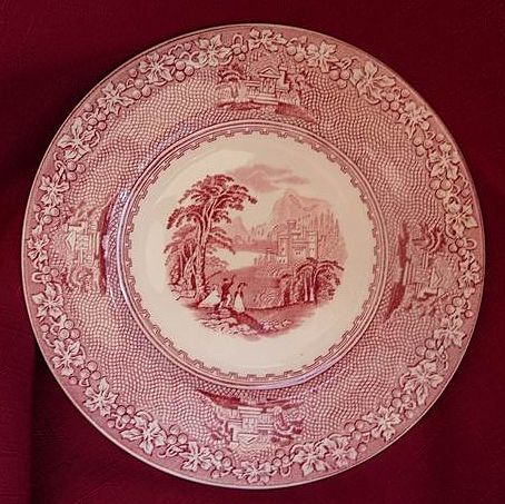 Royal Staffordshire England Vintage Red Jenny Lind Transferware Dessert~Bread Plates Royal Staffordshire England Vintage Red Jenny Lind Transferware Dessert~Bread Plates