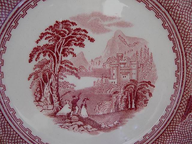 Royal Staffordshire England Vintage Red Jenny Lind Transferware Dessert~Bread Plates Royal Staffordshire England Vintage Red Jenny Lind Transferware Dessert~Bread Plates