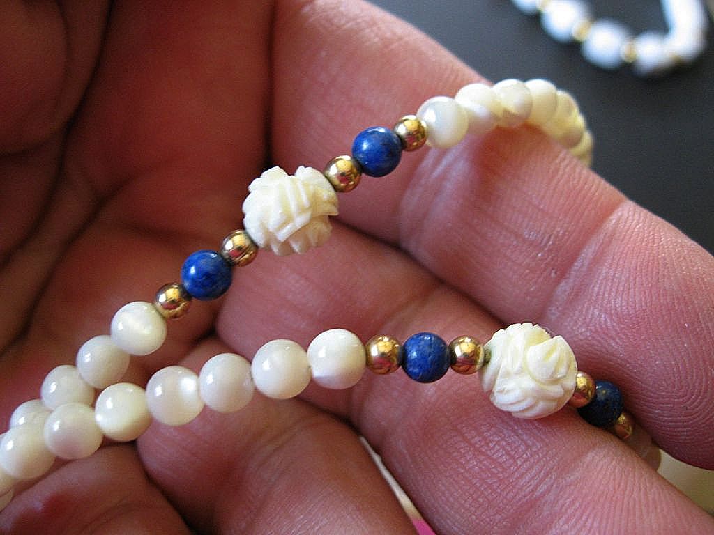 Mop-Lapis-ivory- 14k. Gold filled Necklace Mop-Lapis-ivory- 14k. Gold filled Necklace