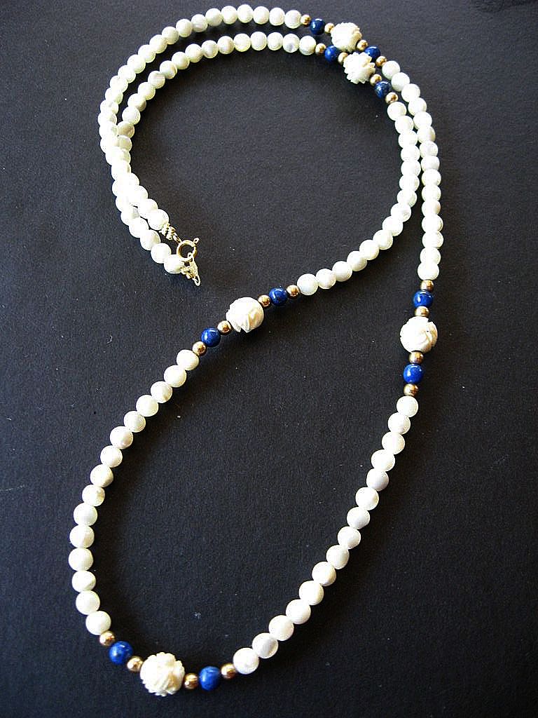 Mop-Lapis-ivory- 14k. Gold filled Necklace Mop-Lapis-ivory- 14k. Gold filled Necklace