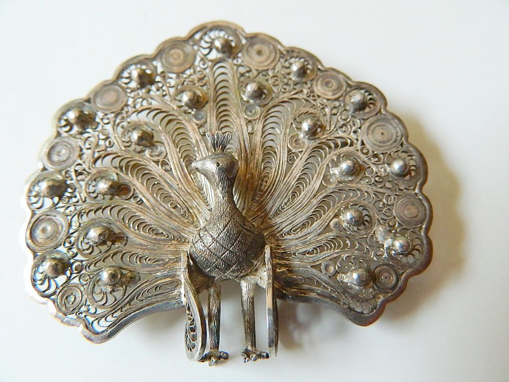 Silver Peacock-large pin- Mexico Silver Peacock-large pin- Mexico