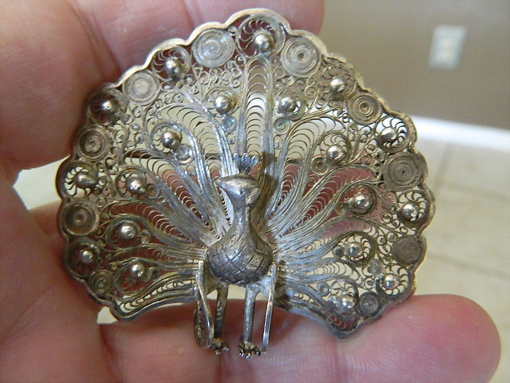 Silver Peacock-large pin- Mexico Silver Peacock-large pin- Mexico